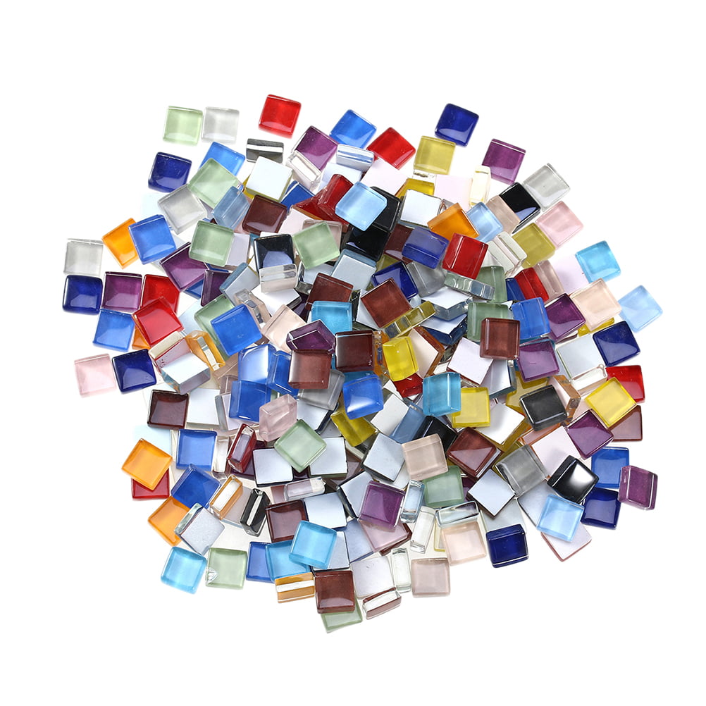 Colorful Mosaic Tiles - 480g of Stained Glass Mosaic Tile Supplies  Translucent for crafts, , Picture Frames, Flowerpots, Jewelry, 3 Shapes 