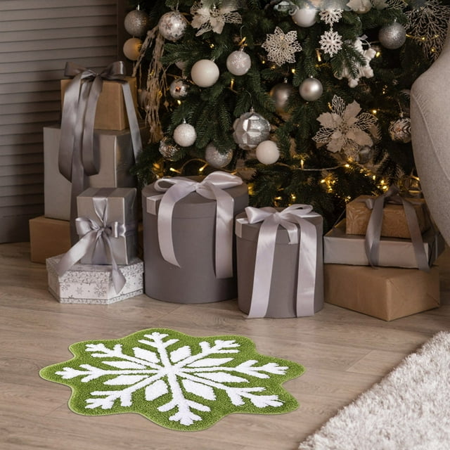 Carpet 26inch Christmas Snowflake Doormat Non- Round Welcome Mat for Home Decoration