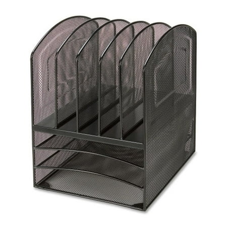Black Mesh Desk Organizer - Lorell 8-compartment Steel Mesh Desktop Organizer, Black