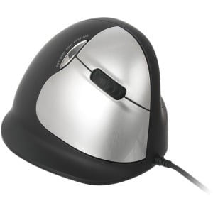 - R-GO Large 5-Button Vertical USB Wired Mouse, Right Hand - Black