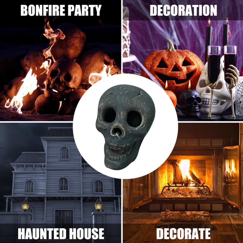 3-Inch Imitated Human Skull Gas Log for Indoor or Outdoor Fireplaces, Fire  Pits Halloween Decor
