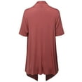 thumbnail image 2 of FashionOutfit Women's Solid Jersey Knit Draped Open Front Short Sleeves Cardigan, 2 of 4