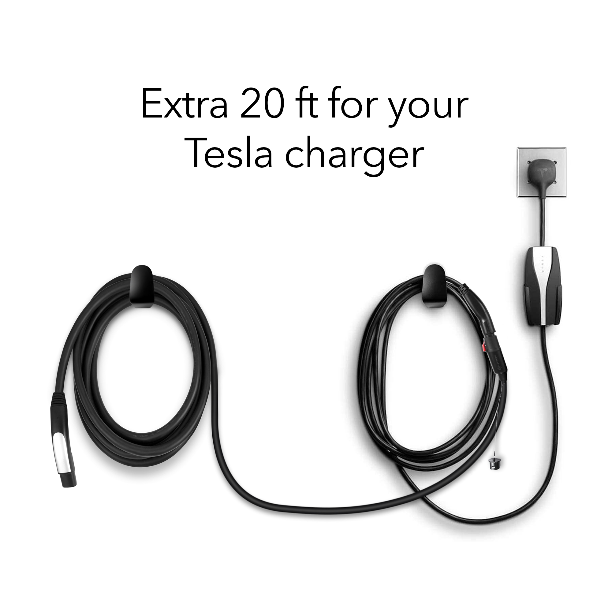 Lectron EV Charger Extension Cable Compatible with Tesla Add an Extra  20 Feet to Your Tesla Charger (1 Pack, Black) (Tesla Charger Not Included) 