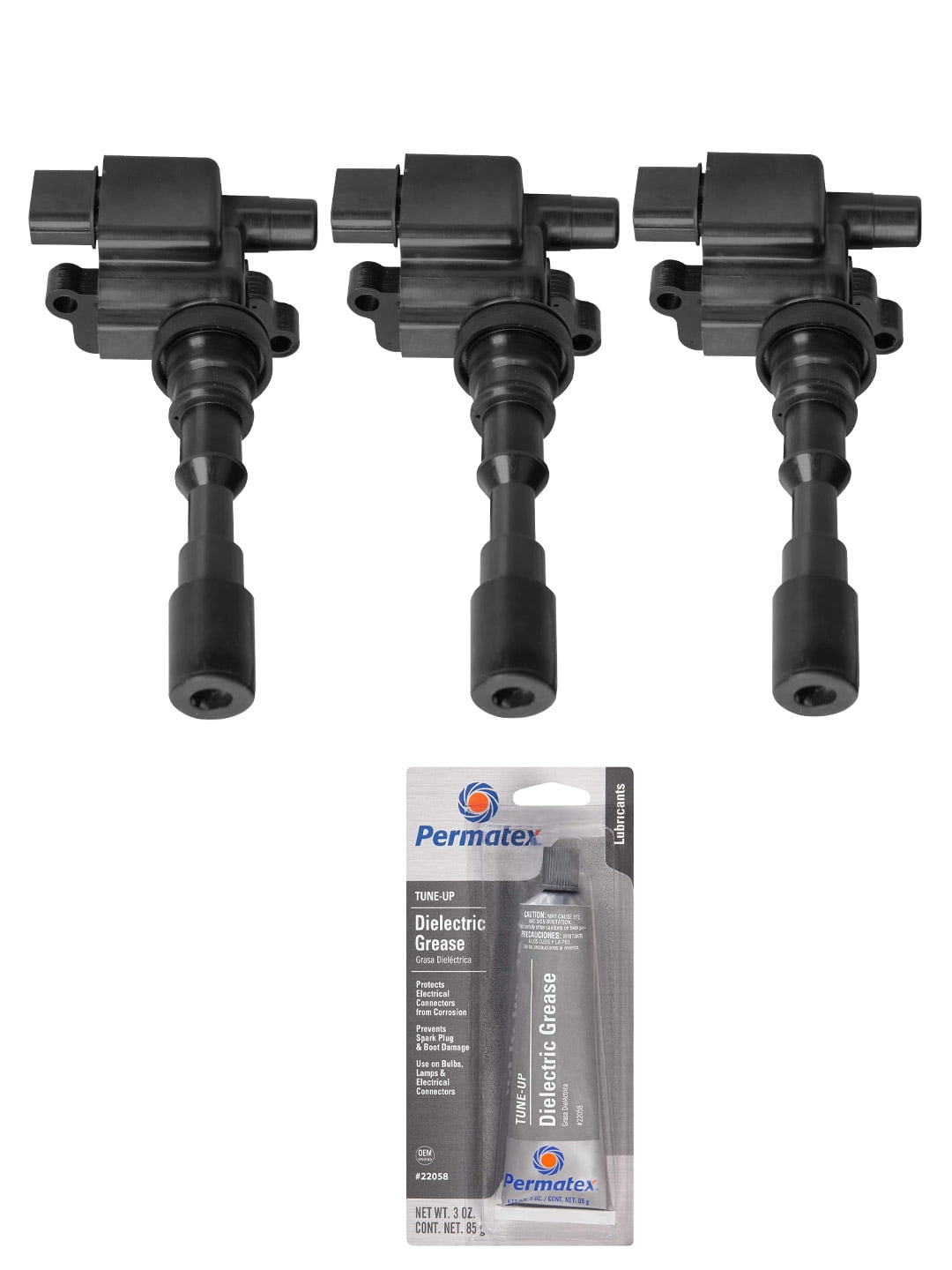 Set of 3 Ignition Coils and Permatex 22058 Dielectric TuneUp Grease