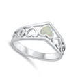 thumbnail image 4 of CHOOSE YOUR COLOR White Simulated Opal Chevron Love Heart Promise Ring .925 Sterling Silver CZ Female Size 8, 4 of 4
