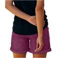thumbnail image 7 of Pull On Elastic Jean Shorts for Women High Waisted Baggy Casual Denim Jorts Trendy Drawstring Summer Shorts 2" 3" 4" Inseam Dark Purple 2XL, 7 of 7