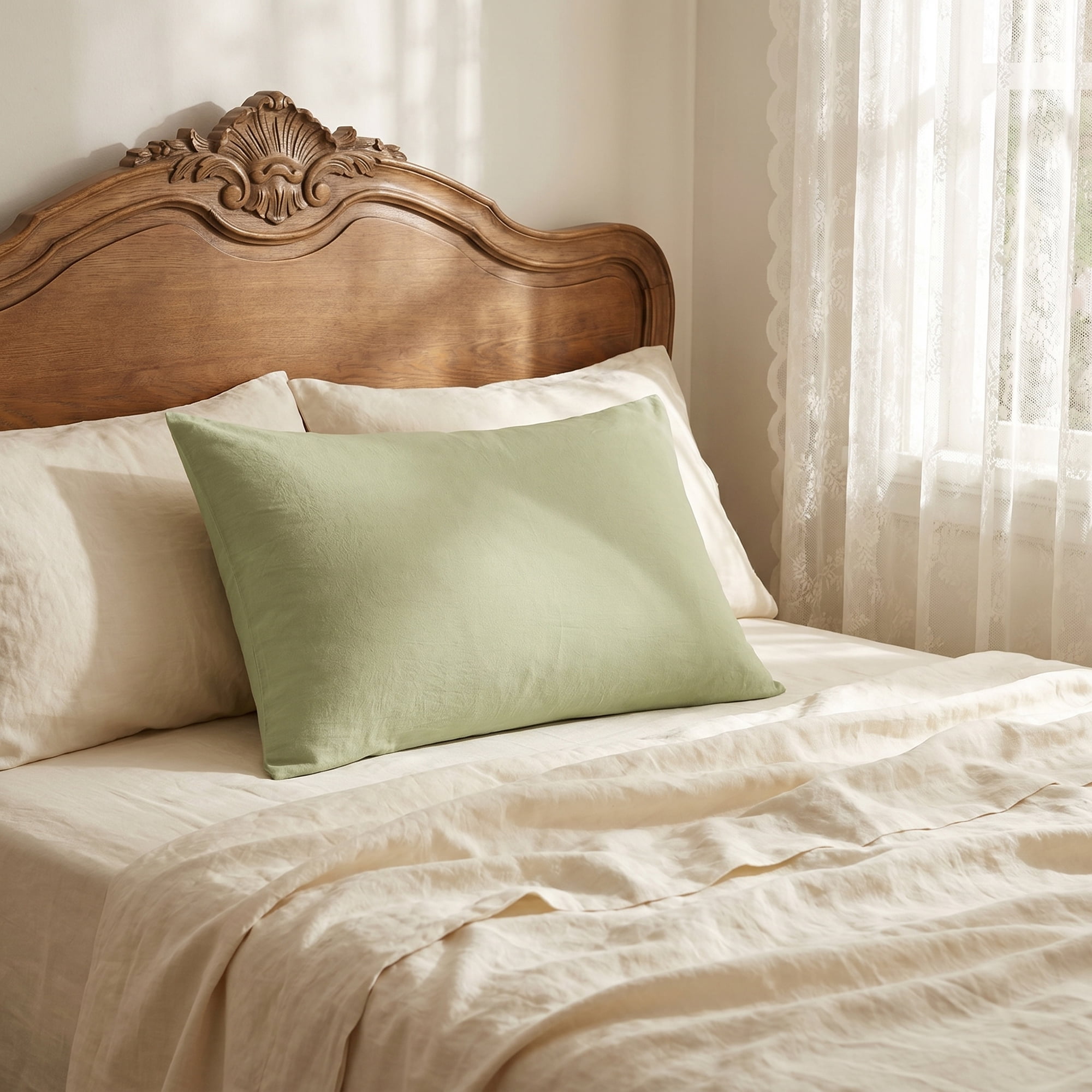 Unique Bargains Cotton Envelope Closure Pillowcases 2 Pack Wrinkle Resistant Bedding Green