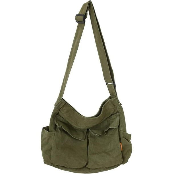 Bandolera tipo bandolera Yaucher de lona grande para mujer y hombre