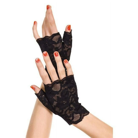 Music Legs Women's Lace fingerless gloves 416-BLACK