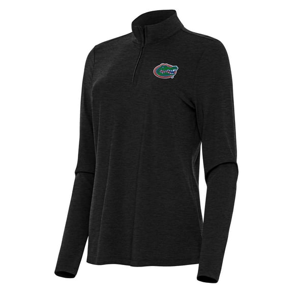 Women's Antigua  Heather Black Florida Gators Bright Quarter-Zip Top