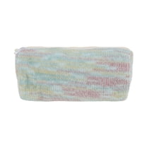 Unique Bargains 1 Pc Plush Style Drawstring Makeup Bag for Vacation Blue Wool