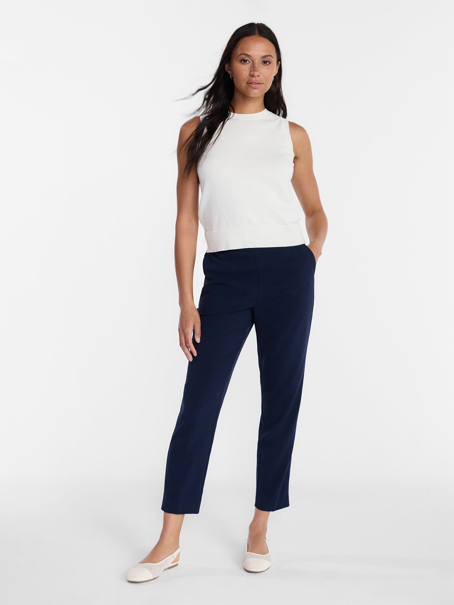 Time and Tru Women's Tapered Pull on Pants, 27" Inseam, Sizes XS-XXXL