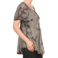 thumbnail image 3 of Sakkas Hana Tie Dye Relaxed Fit Embroidery Cap Sleeves Peasant Batik Blouse / Top - Grey - One Size, 3 of 5
