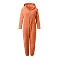 thumbnail image 5 of GZEFJRQM Girls Fleece Jumpsuits Teens Cute Fuzzy Hooded Rompers Kids Zip up Onesie Romper Costume Warm Winter Clothes Solid Color Zipper Warm Jumpsuit, 5 of 6