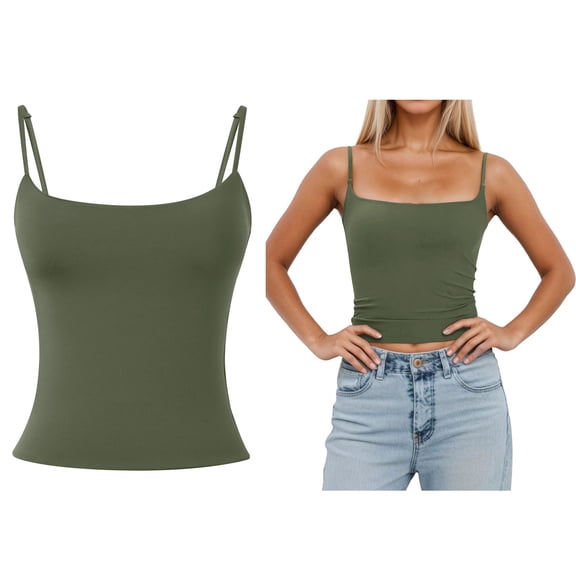 Tank Top for Women Sleeveless Spaghetti Strap Tank Tops with Built in Bra Slim Fitted Sports Bras Women Tops