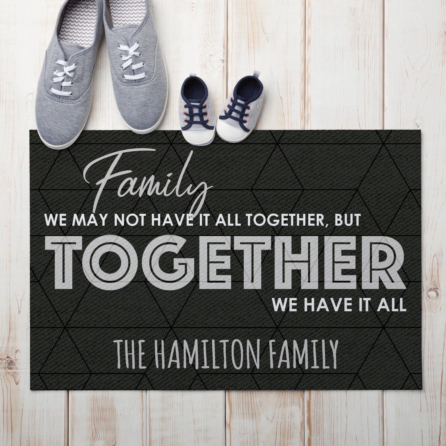 Personalized Planet 27x18 We May Not Have it All Together But Together We Have It All Doormat with Custom Family Name Printed on Rectangular 1/8” Thick Non Slip Mat for Kitchen Hallway Deck or Porch