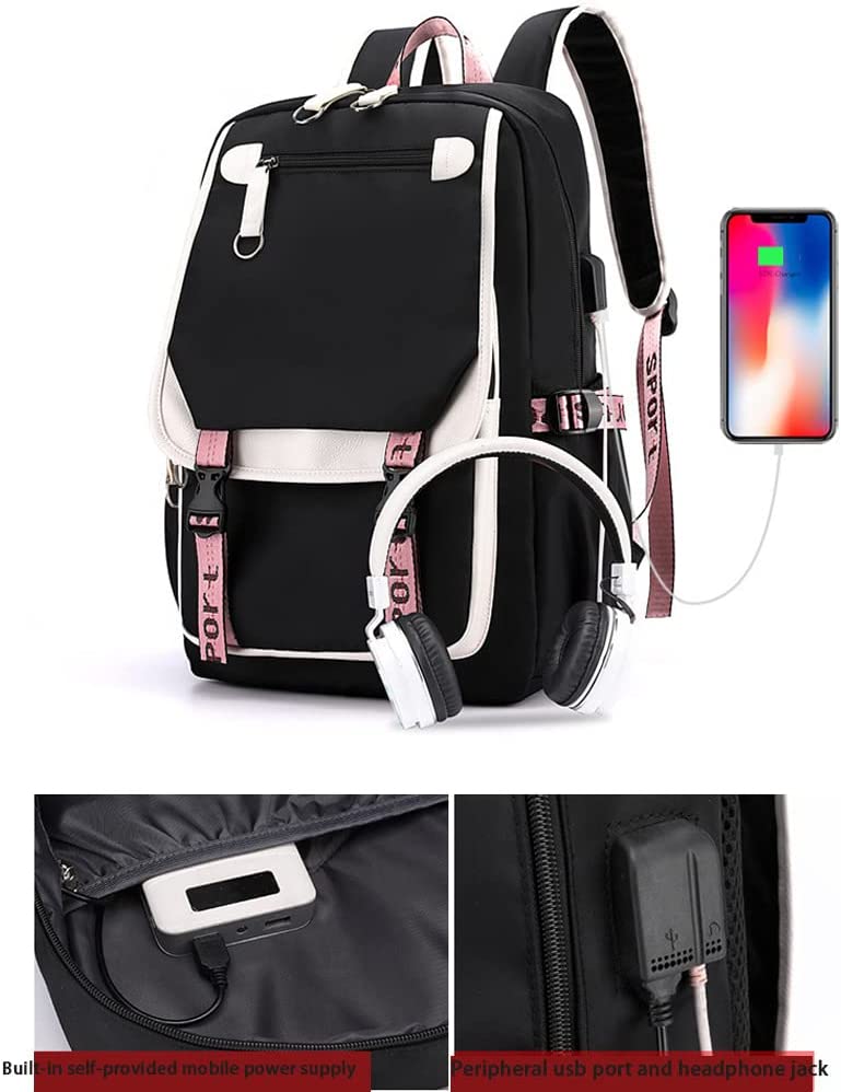 YAZI Backpack Lisa Rose JISOO Jennie Shouler Bag Messenger Bag Fashion USB Charging Backpack black 2 Walmart