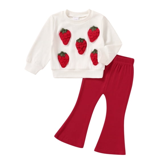 Happy Town Infant Baby Girl Long Sleeve Sweatshirt Flare Pants 2-Piece Set Fall Winter Toddler Girl Outfits