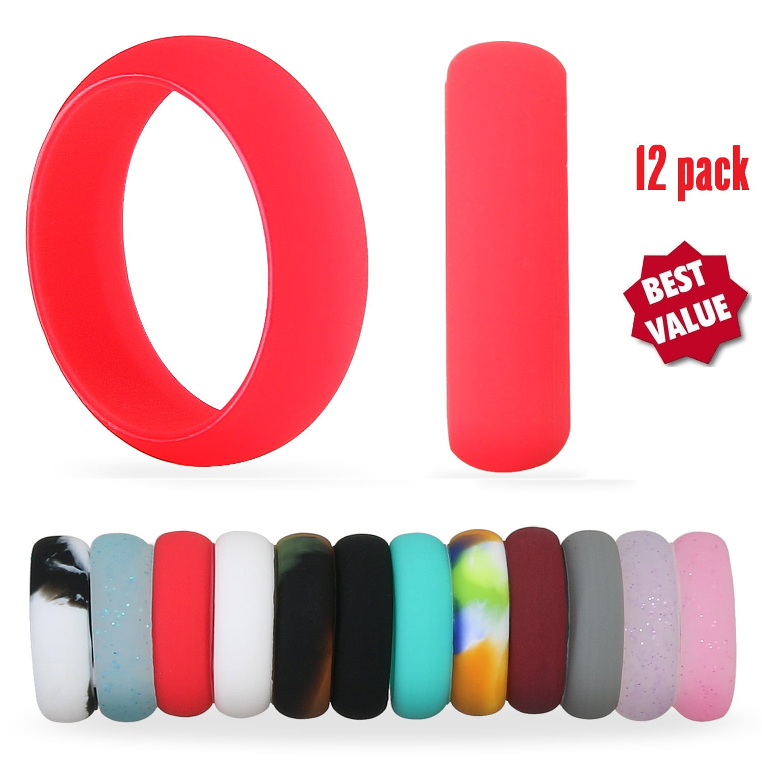 10PCS Silicone Rubber Wedding Engagement Ring Band Mens Outdoor Sports Size 9-12 