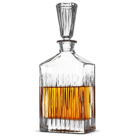 Glass Whiskey Liquor Decanter - High-End Modern Wine Decanter Weighted Bottom European Design 100% Lead Free Crystal Clear For Scotch, Liquor, Bourbon Etc. Whiskey Decanter With Magnetic Gift (Best Scotch Liquor Brands)