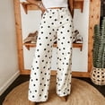 thumbnail image 2 of Sorvello Women's Polka Dot Pattern Barrel Jeans Casual Wide Leg Mid Rise Denim Pants Y2K Cute Jeans White M, 2 of 6