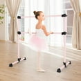 thumbnail image 3 of YANG2 4FT Ballet Barre Portable, Freestanding Double Ballet Barre Height Adjustable with Anti Slip Base, Heavy Duty Stretch Dance Bar for Home Workout Pink, 3 of 10
