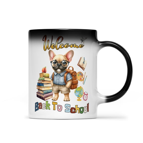 Welcome French Bulldog Back to School Vintage Retro Heat Color Changing Mug Dog Lover Gifts Magic Coffee Mug - 02012