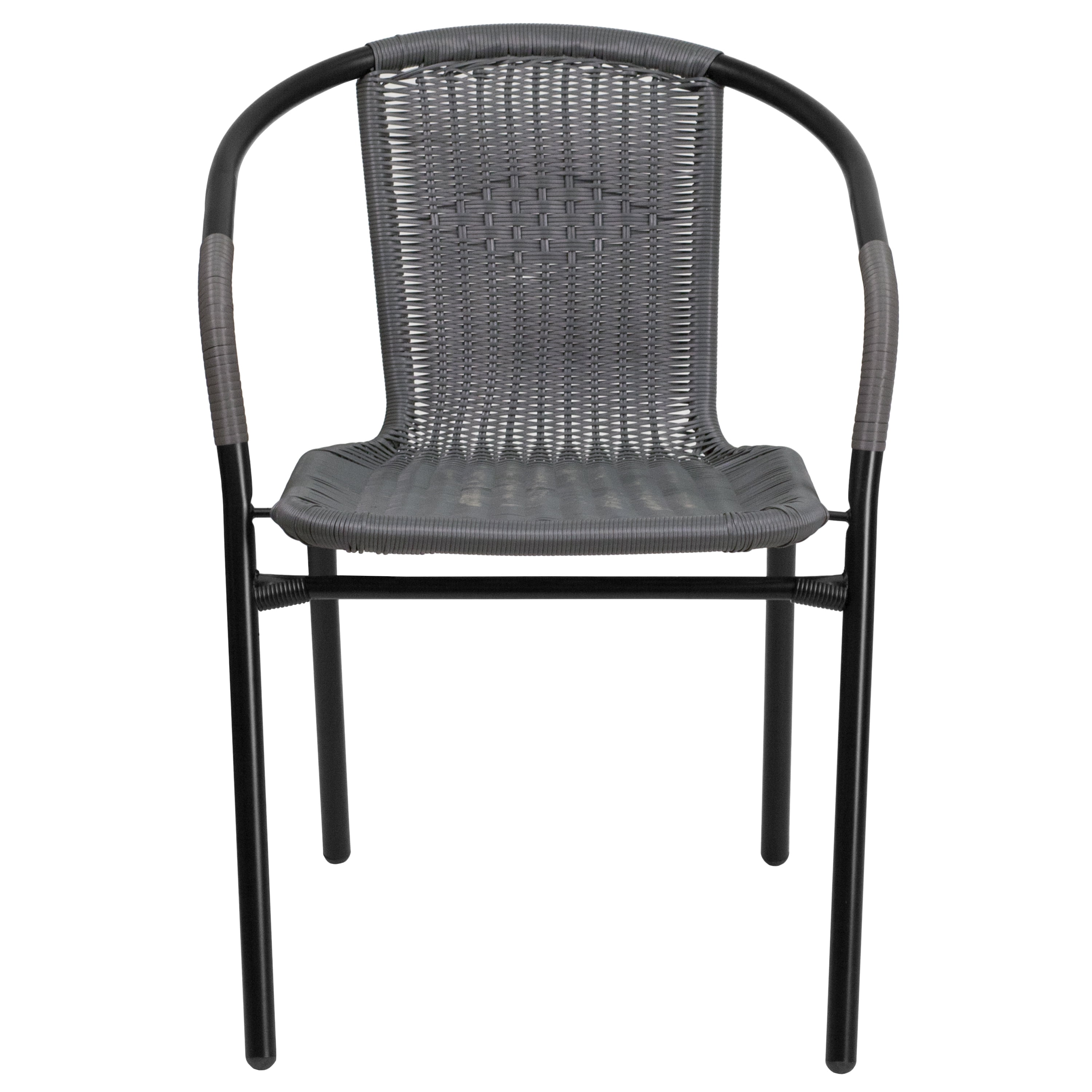 Flash Furniture Lila 2 Pack Black Rattan Indoor Outdoor Restaurant