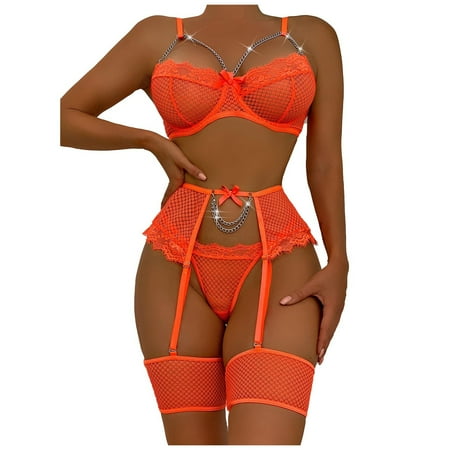 

HUPOM Crotchless Panties Panties In Clothing Thong Activewear Tie Seamless Waistband Orange L