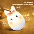 thumbnail image 4 of Luz LED de noche de conejo para niños, luces USB de animales de silicona, lámpara de dormir de dormitorio regulable táctil, decoración de habitación, lindos regalos para niños, 4 of 4