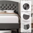 thumbnail image 4 of Queen Size Bed Frame, Modern Platform Bed with Upholstered Wingback Button Tufted Headboard, Grey, 4 of 6