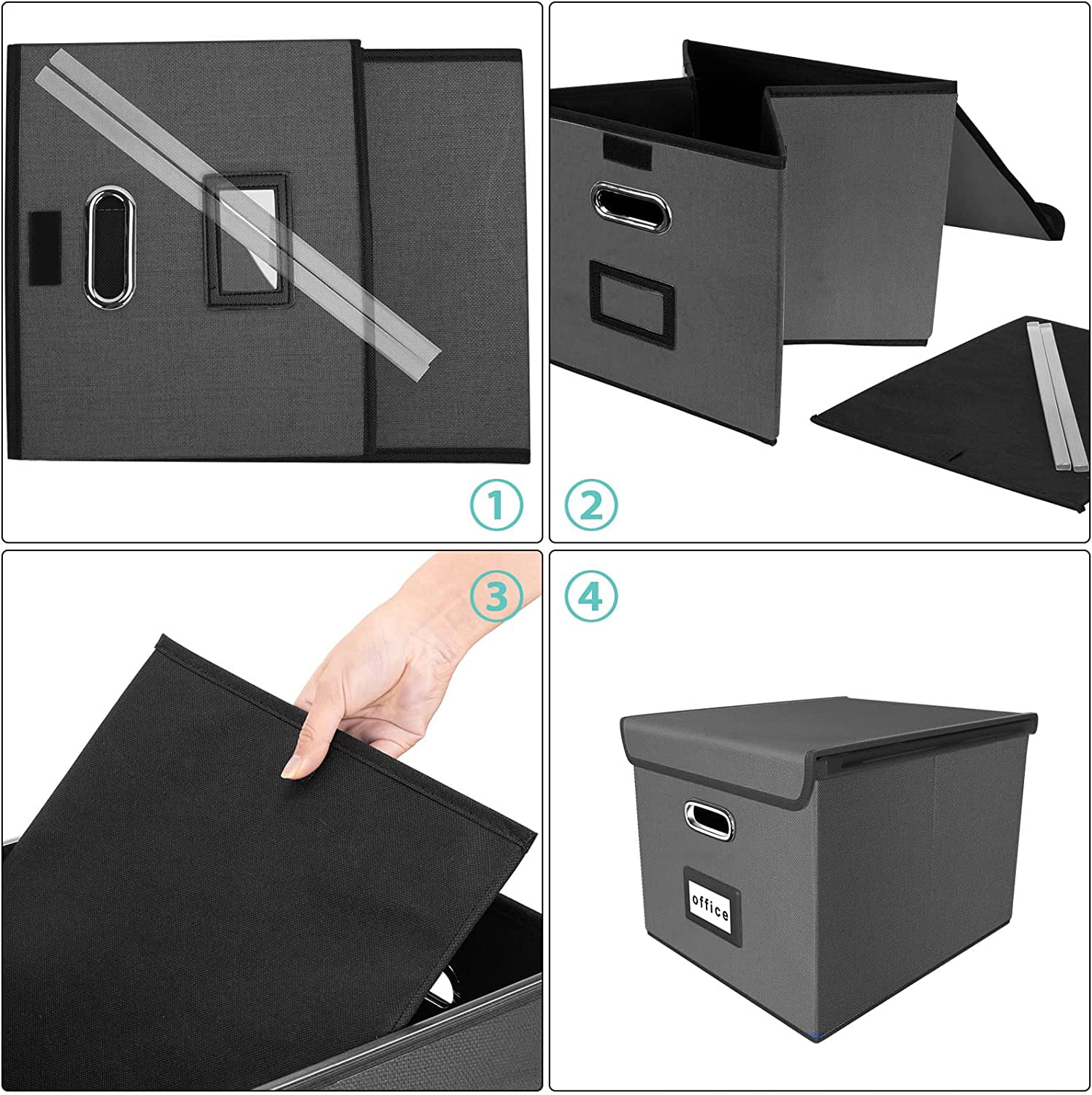 Graciadeco File Organizer Box, Collapsible Storage Filling Box with Lid for  Letter Legal Size Hanging Folders Decorative Linen File Folder Box