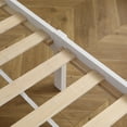 thumbnail image 2 of Twin Size White Wooden Bed, Solid Pine Frame with Curved Headboard & Footboard, No Box Spring Needed, 2 of 10