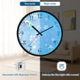 thumbnail image 5 of Voice Activated Clock with Glow Light 12 Inch Large Silent Wall Clock Battery Operated for Home Decor Light Blue Background Flowers, 5 of 8