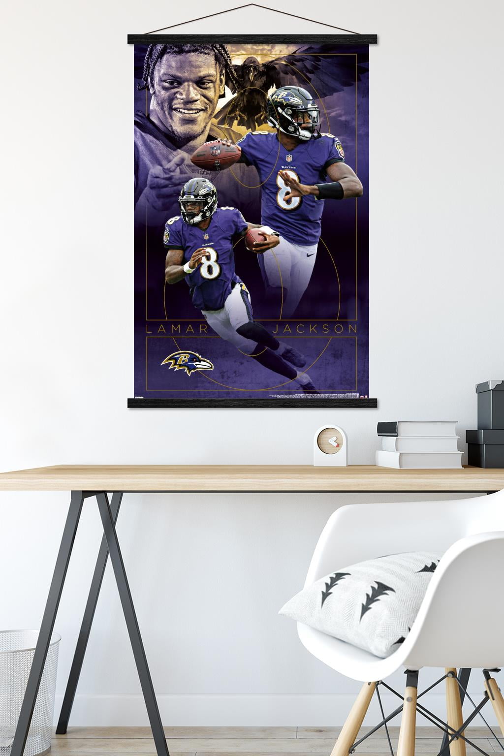 NFL Baltimore Ravens - Lamar Jackson 20 Wall Poster with Magnetic Frame, 22.375" x 34"