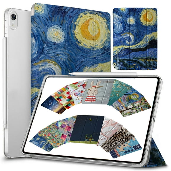 DuraSafe Cases For iPad PRO 11 - 1 Generation (Will Not Fit on PRO 11 2020) Ultra Slim Protective Cover Supports Pencil Pair & Charging with Transparent Back - Starry Night