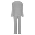 thumbnail image 7 of Diufon Pajama Sets for Women Knitted Striped Baggy Long Sleeve V Neck Tops and Pants Casual Home Sleepwear Outfit, 7 of 7