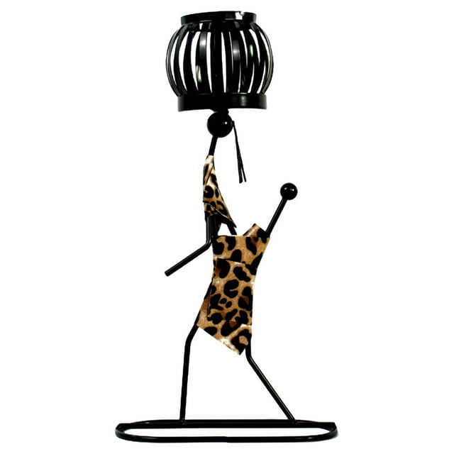 candeliere de metal Estatuilla Soporte de hierro Centro de candeliere de hierro hecho para decoración de de comedor Sala de Estampado leopardo B