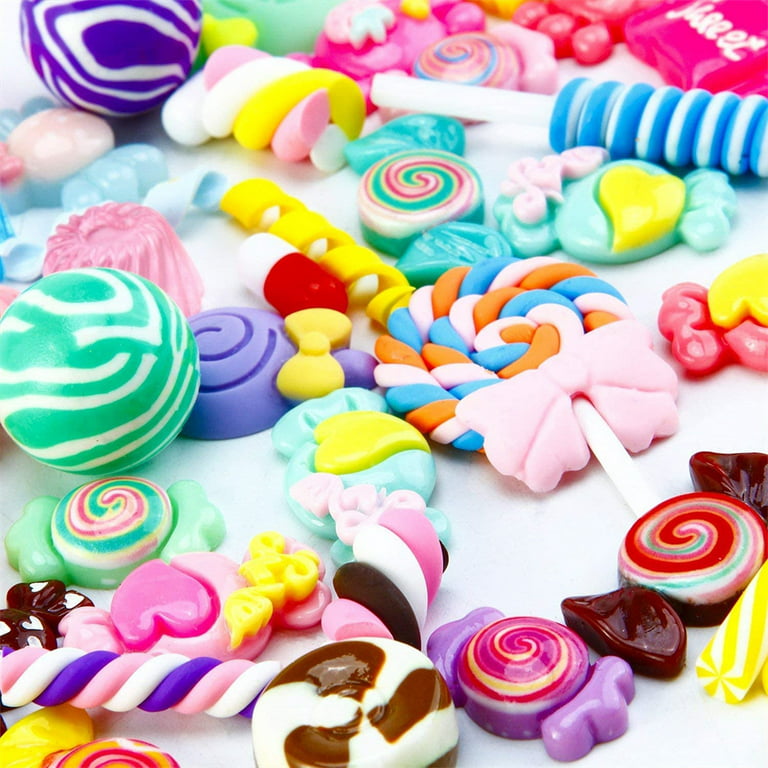 CNKOO 60Pcs Resin Fake Candy Charms Cute Set Mixed Assorted Sweets Slime  Beads Making Supplies for DIY Craft Making and Ornament 