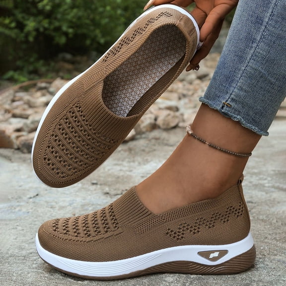 Women's Orthopedic Loafer Sneakers 2026 with Arch Support Breathable Knit Mesh Anti Slip Soft Sole Walking Shoes Wide Width Slip on Comfortable Closed Toe Tennis Sneakers