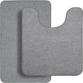 thumbnail image 2 of Bathroom Rug Set of 2, Toilet Rug, Quick Dry, Non-Slip, Machine Washable, Fit Under Doors, Absorbent Bathroom Rug（Gray 20" x 32"+20" x 24"，U）, 2 of 6