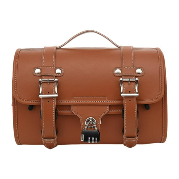 Lipstore Motorcycle Tail Bag Multifunctional PU Leather Smooth Zipper Rear Rack Trunk Brown