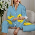 thumbnail image 6 of Picia Cute Ducky Pattern Women’s Long-Sleeve Sleepwear Set - Soft 2-Piece Loungewear with Pockets, Comfy PJs for Relaxing Nights-XX-Large, 6 of 7