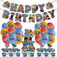 thumbnail image 1 of Hot Wheels Kids Birthday Party Decoration Banner Balloons Cake Topper Set, 1 of 4