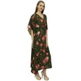 thumbnail image 3 of Bimba Indian Caftan Dress Cotton Green Maxi Gown Cover Women's Kaftan Dress-4, 3 of 5
