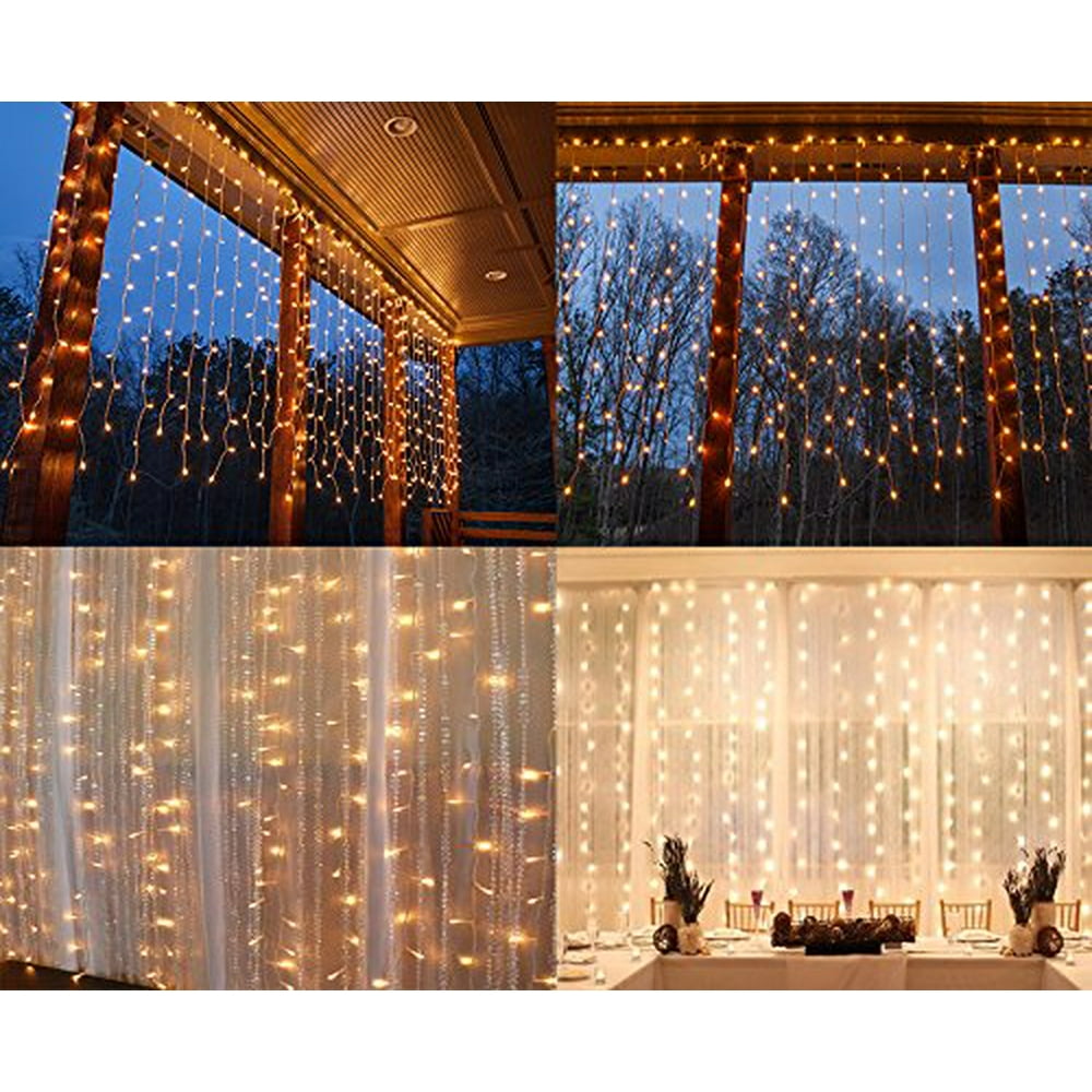 String lights Window Curtain,300 LED Icicle Fairy Twinkle Starry Lights ...