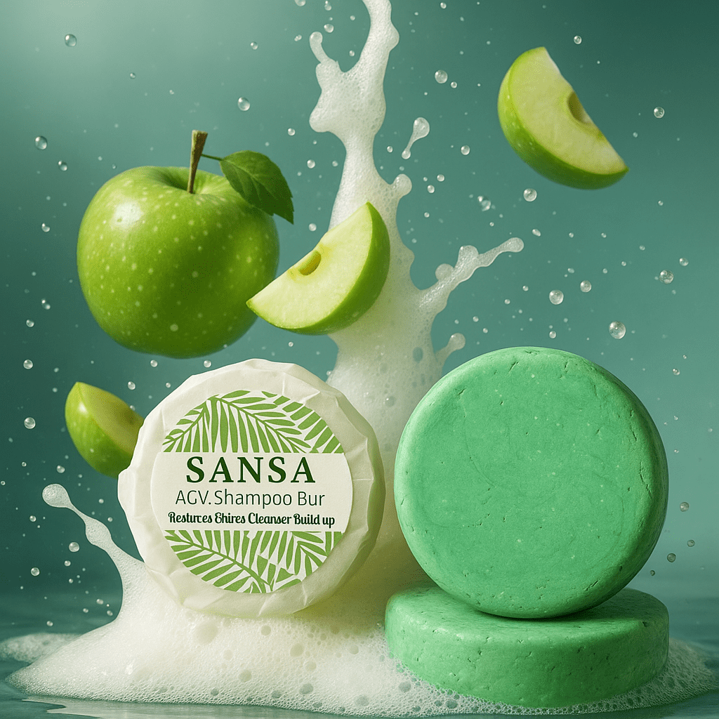 Nature Skin Shop Sansa Apple Cider Vinegar Clarifying Shampoo Bar, Removes Buildup & Adds Shine for Dull, Oily Hair, Sulfate-Free