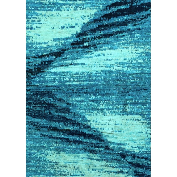 Ahgly Company Indoor Rectangle Abstract Light Blue Modern Area Rugs, 7' x 9'