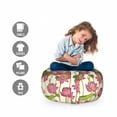 thumbnail image 2 of Lotus Flower Storage Toy Bag Chair, Graphic Ornament Pattern with Pink Lotus Blossoms and Buds, Stuffed Animal Organizer Washable Bag, Large Size, Pink Ivory and Green, by Ambesonne, 2 of 3