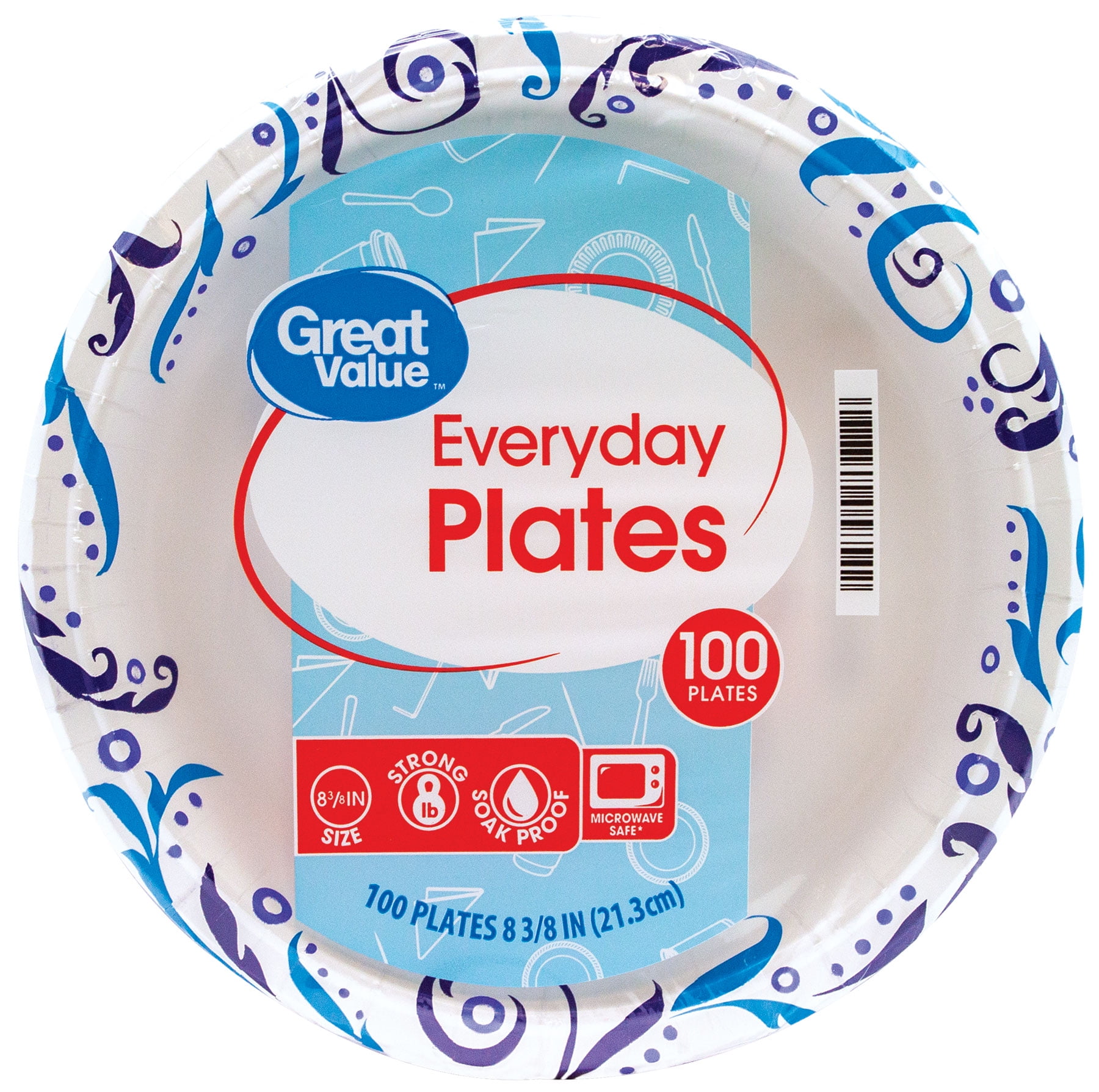 Great Value Disposable Paper Plates 9In Bulk Strong & soak proof Microwave